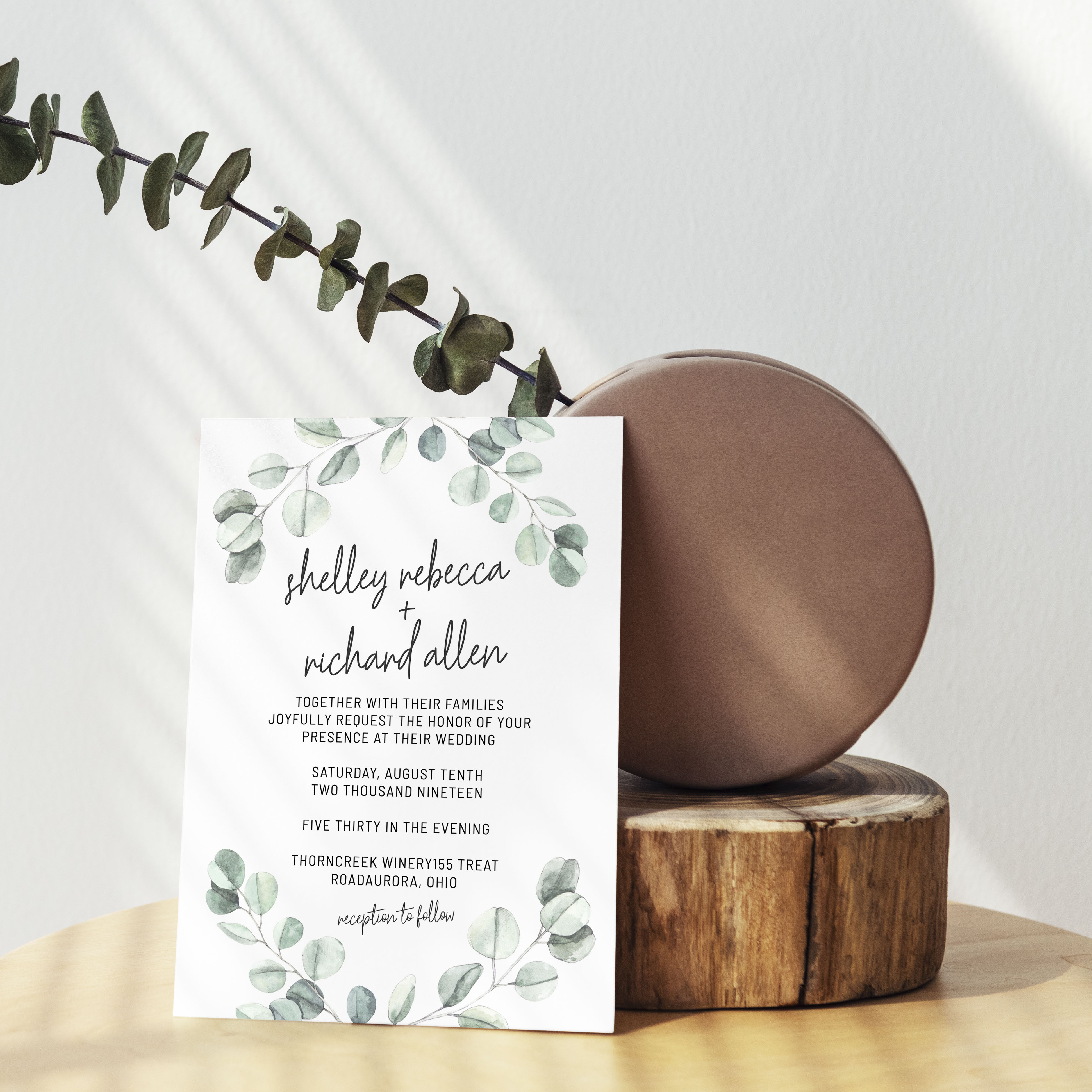 Invitations - greenery themed wedding invitation