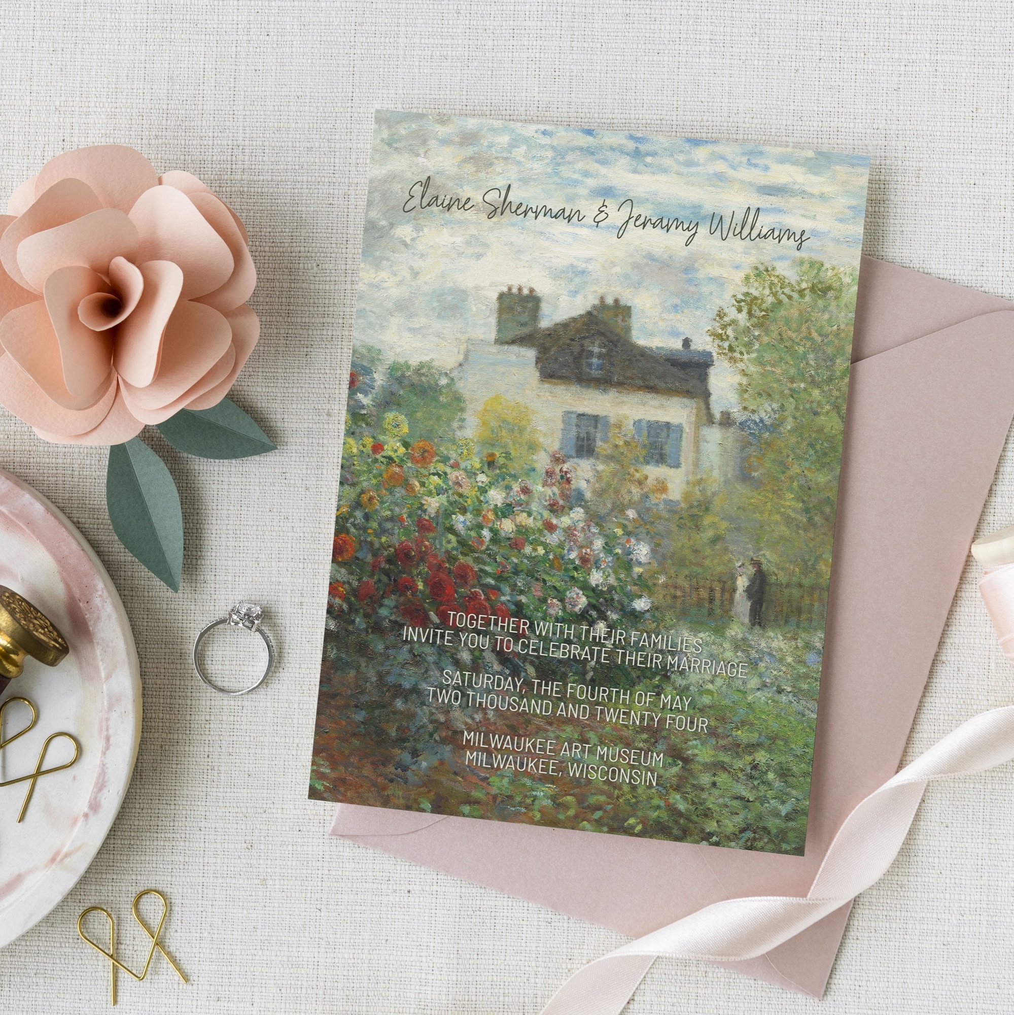 Invitations - oil painting themed wedding invitation design