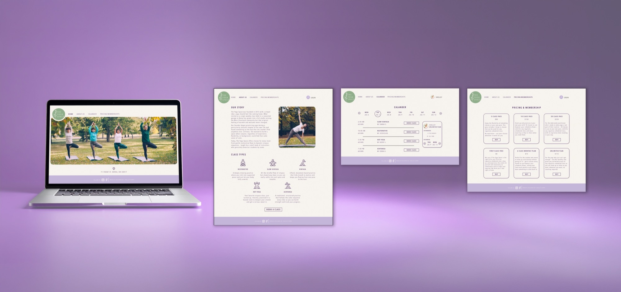 The Yoga Space - website design mockup